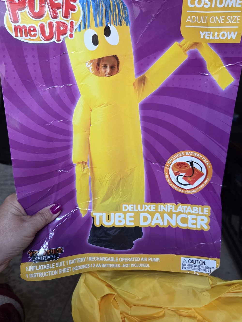 Inflatable Costume Tube Dancer AdultDeluxe Inflatable Yellow Tube Dancer Costume